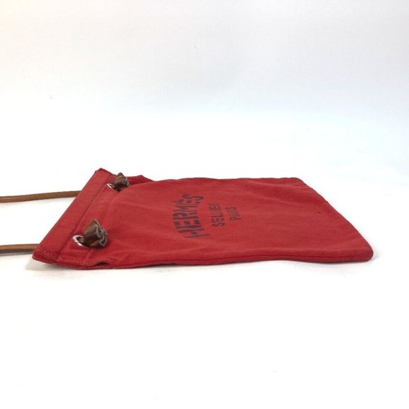 HERMES Sac Aline MM bag Shoulder Bag cotton Red - Picture 3 of 10